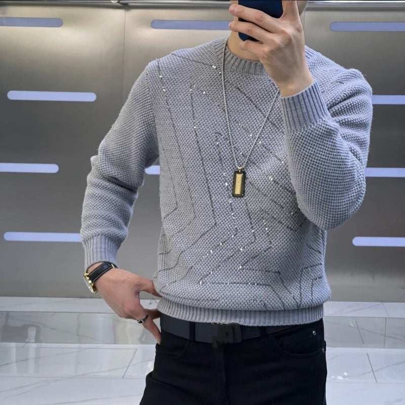 🔥2025 HOT SALE🔥 Men's Warm Sequin Round Neck Sweater