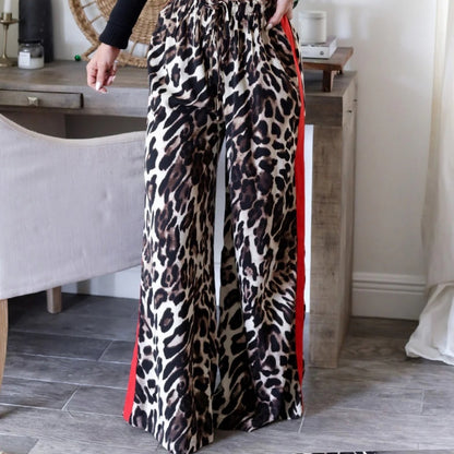 🔥2025 HOT SALE🔥 Women's Leopard Print Patchwork Wide Leg Pants