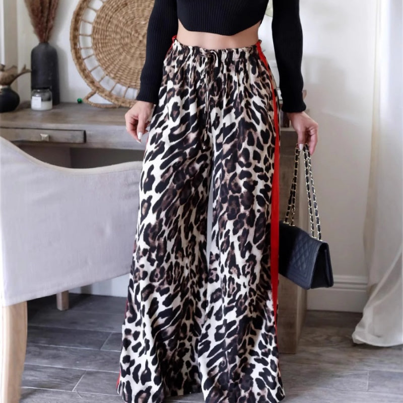 🔥2025 HOT SALE🔥 Women's Leopard Print Patchwork Wide Leg Pants