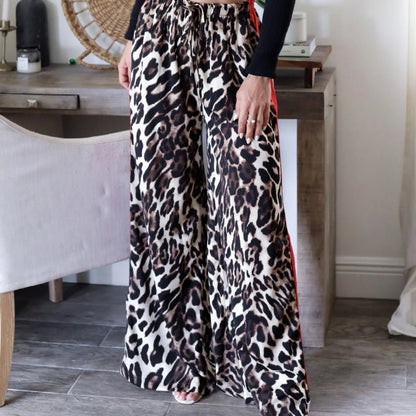 🔥2025 HOT SALE🔥 Women's Leopard Print Patchwork Wide Leg Pants