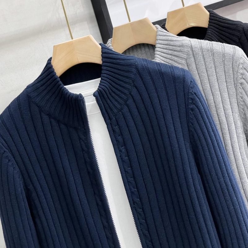 🔥2025 HOT SALE🔥 Men's Zipper Knit Sweater with Half-High Neck