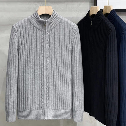 🔥2025 HOT SALE🔥 Men's Zipper Knit Sweater with Half-High Neck