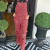 🔥2025 HOT SALE🔥 Women's Fashion Corduroy Holey Overalls