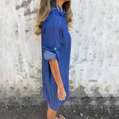 🔥2025 HOT SALE👗 Women's Casual Denim Lapel Dress