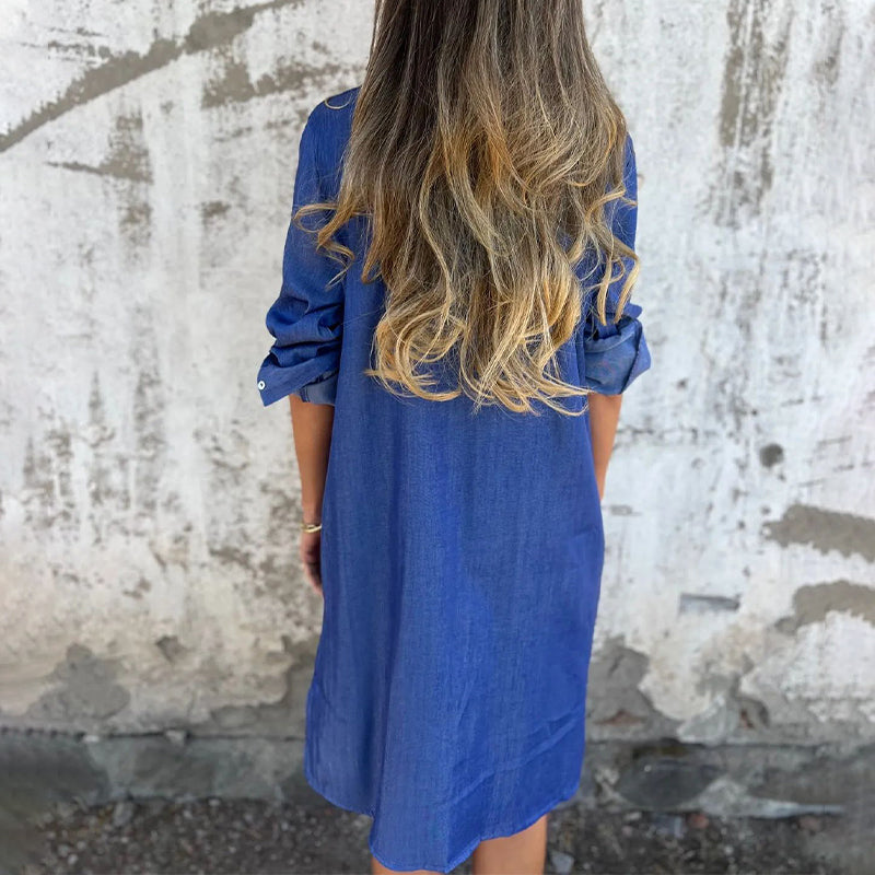 🔥2025 HOT SALE👗 Women's Casual Denim Lapel Dress