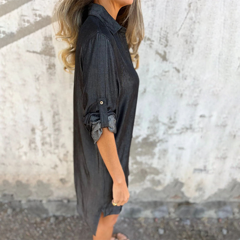 🔥2025 HOT SALE👗 Women's Casual Denim Lapel Dress