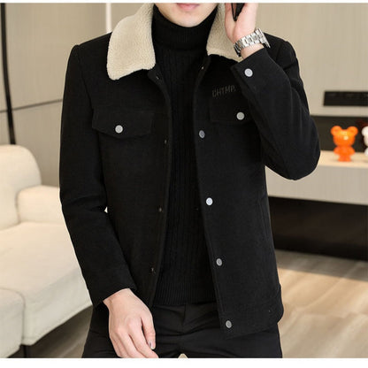 🔥2025 HOT SALE🔥 Men's Fashion Lapel Solid Color Button Thickened Jacket