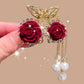 🔥2025 HOT SALE🔥 Elegant Velvet Rose Hair Clip with Pearls