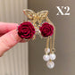 🔥2025 HOT SALE🔥 Elegant Velvet Rose Hair Clip with Pearls