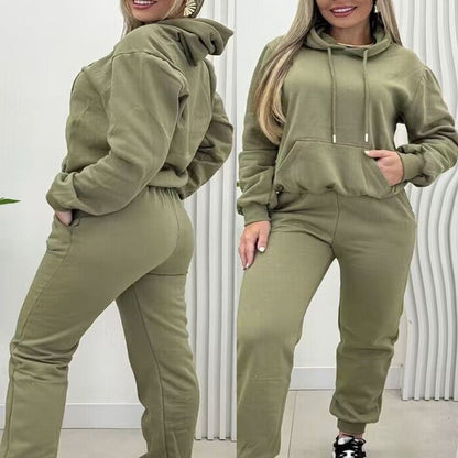 🔥2025 HOT SALE🔥 Women's Solid Color Casual Warm Top ＆Pants (2 Piece Set)