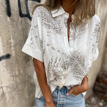 🌸2025 HOT SALE🔥Women’s Casual Button Down Print Shirt