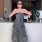 🔥2025 HOT SALE🔥 Women's Retro Denim Strapless Cargo Jumpsuit