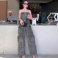 🔥2025 HOT SALE🔥 Women's Retro Denim Strapless Cargo Jumpsuit