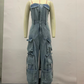🔥2025 HOT SALE🔥 Women's Retro Denim Strapless Cargo Jumpsuit