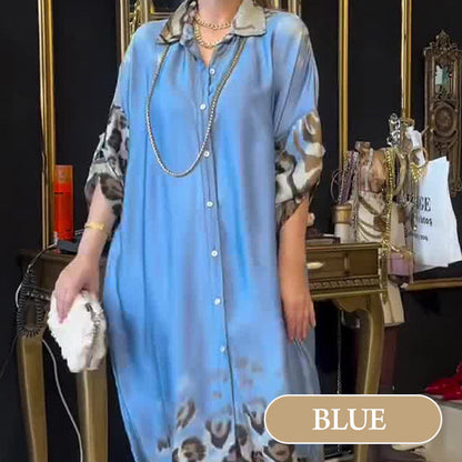 🌸Spring Specials🌸 Women's Printed Lapel Long Sleeve Maxi Dress