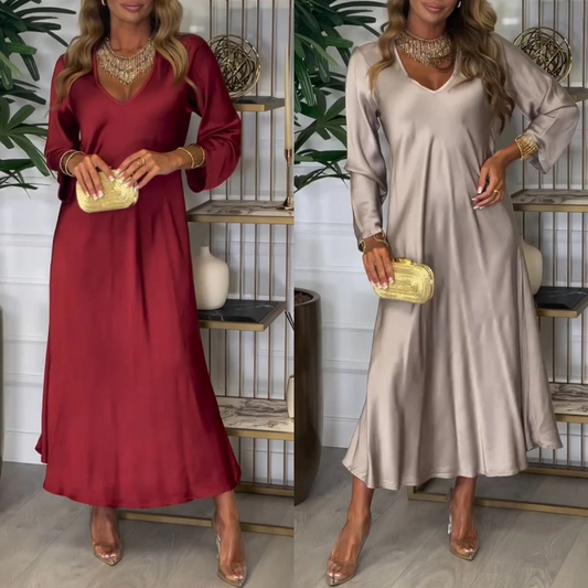 🔥2025 HOT SALE🔥 Women's Elegant Glossy Maxi Dress