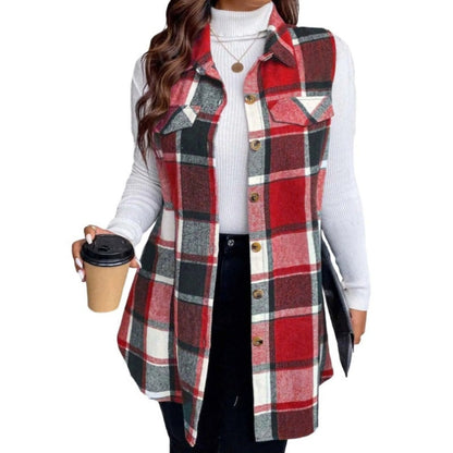 🌸Spring Specials🌸 Women's Plaid Button Down Vest Shirt with Pockets