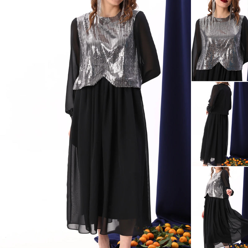 🌸Spring Specials🌸 Women's Elegant Sequins Chiffon Dress