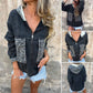 🌸Spring Specials🌸 Women's Hooded Zip-Up Denim Jacket with Leopard Print