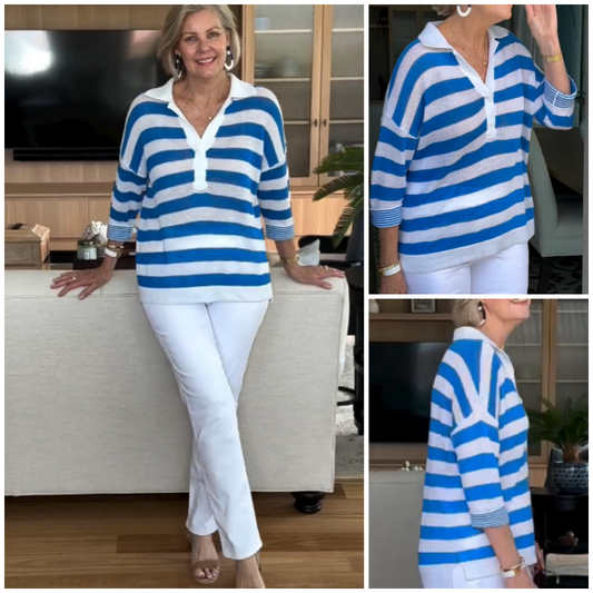 🌸Spring Specials🌸 Women’s Casual Lapel V-Neck Striped Tops