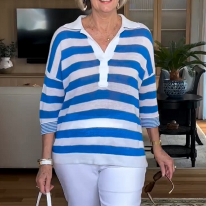 🌸Spring Specials🌸 Women’s Casual Lapel V-Neck Striped Tops