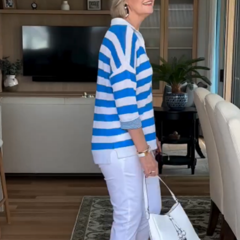 🌸Spring Specials🌸 Women’s Casual Lapel V-Neck Striped Tops