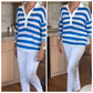 🌸Spring Specials🌸 Women’s Casual Lapel V-Neck Striped Tops