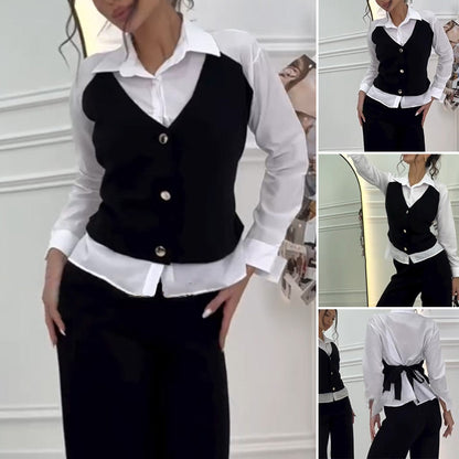 🌸Spring Specials🌸 Women's Faux Two-Piece Shirt Vest & Pants Set