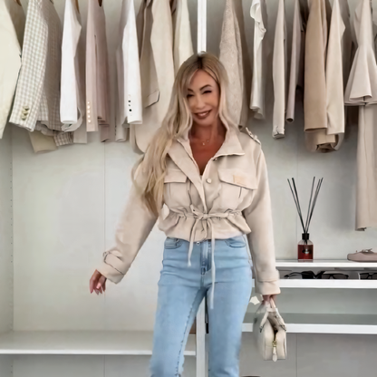 🌸Spring Specials🌸 Stylish Women's Long Sleeve Drawstring Short Jacket Coat