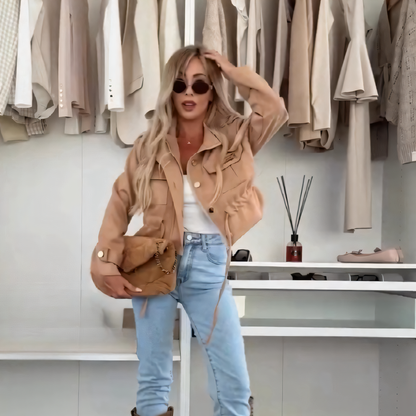🌸Spring Specials🌸 Stylish Women's Long Sleeve Drawstring Short Jacket Coat