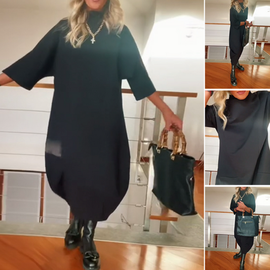 🌸Spring Specials🌸 Elegant Loose Solid Color Mock Neck Dress