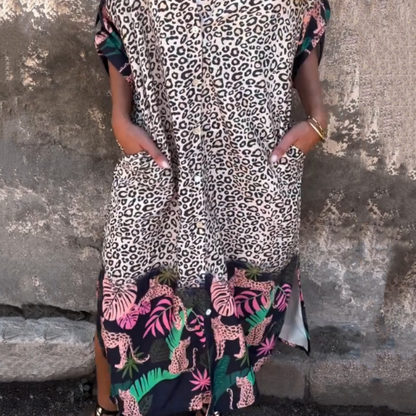 🌸Spring Specials🌸 Leopard Print Loose Lapel Long Dress