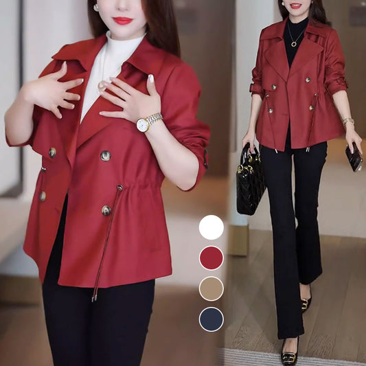 🌸Spring Specials🌸 Women's Waist-Tied Double-Breasted Short Trench Coat