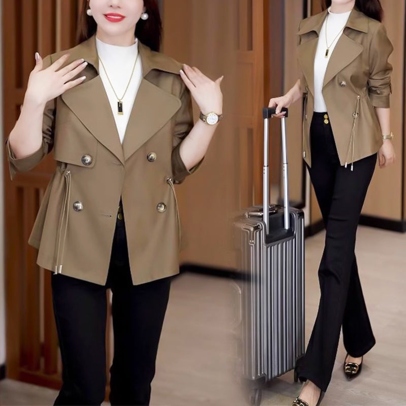 🌸Spring Specials🌸 Women's Waist-Tied Double-Breasted Short Trench Coat