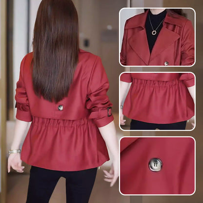 🌸Spring Specials🌸 Women's Waist-Tied Double-Breasted Short Trench Coat