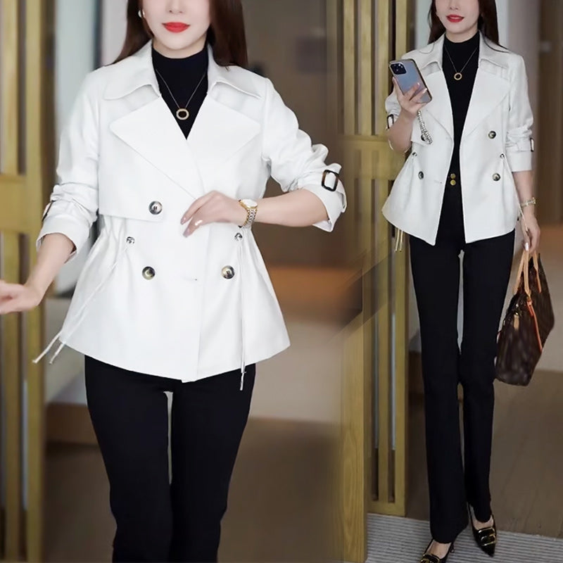 🌸Spring Specials🌸 Women's Waist-Tied Double-Breasted Short Trench Coat