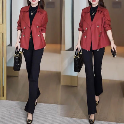 🌸Spring Specials🌸 Women's Waist-Tied Double-Breasted Short Trench Coat