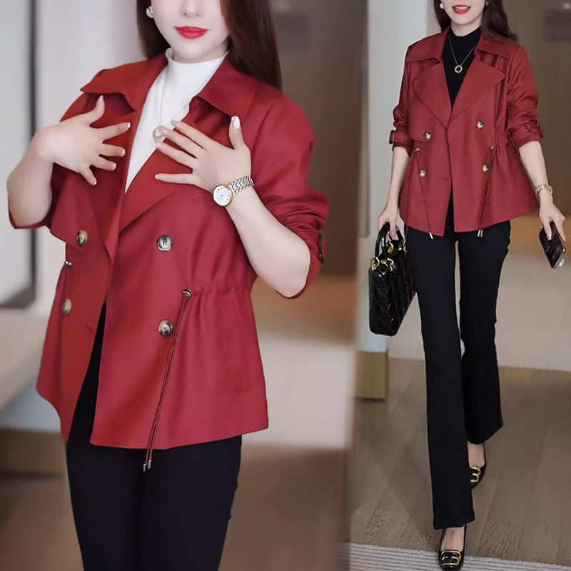 🌸Spring Specials🌸 Women's Waist-Tied Double-Breasted Short Trench Coat