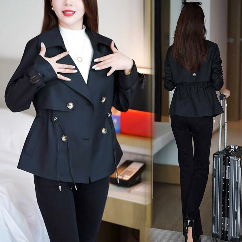 🌸Spring Specials🌸 Women's Waist-Tied Double-Breasted Short Trench Coat