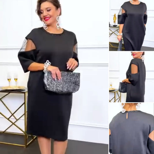 🌸Spring Specials🌸 Elegant Round Neck Semi-Sheer Sleeve Dress
