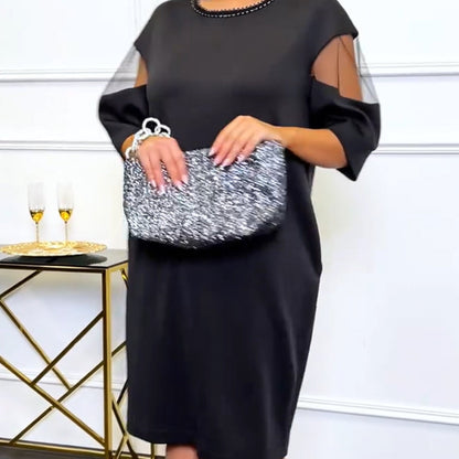 🌸Spring Specials🌸 Elegant Round Neck Semi-Sheer Sleeve Dress