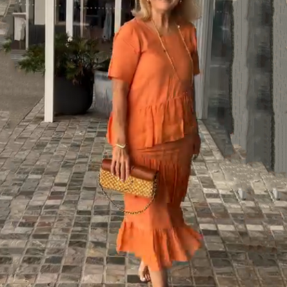 🌸Spring Specials💐 Women's Pleated Tiered Round Neck Solid Dress