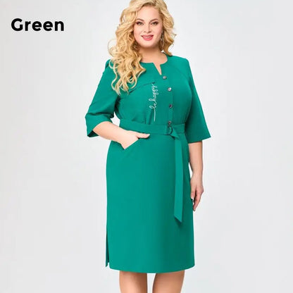 🌸Spring Specials🌸 Women's Casual Solid Half-Button Belted Dress