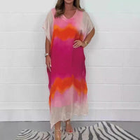🌸Spring Specials💐 Women Comfortable Casual Chiffon Dip Dye Dress