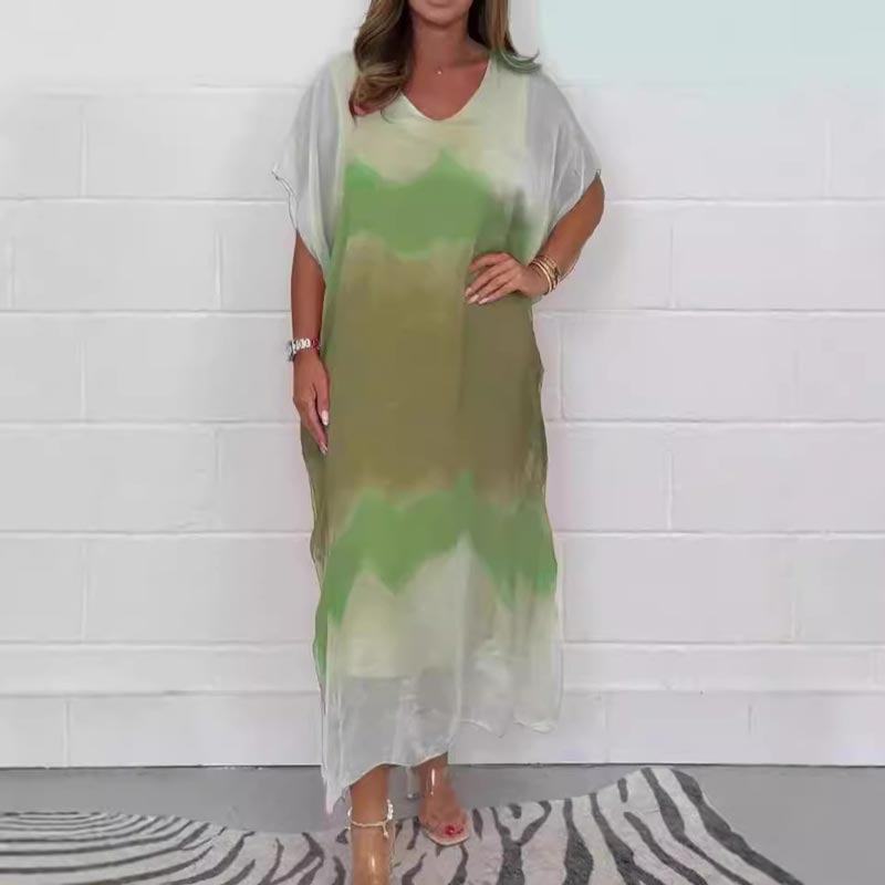 🌸Spring Specials💐 Women Comfortable Casual Chiffon Dip Dye Dress