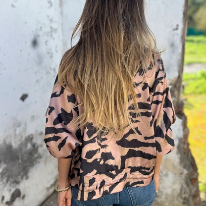 ⏳Time-limited Special⏰Women's Zebra Print Zipper Bomber Jacket