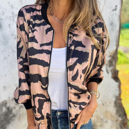 ⏳Time-limited Special⏰Women's Zebra Print Zipper Bomber Jacket