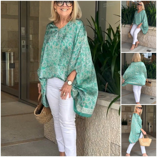 🌸Spring Specials🌸 Women's V-Neck Caftan Poncho & White pants (2 pieces set)