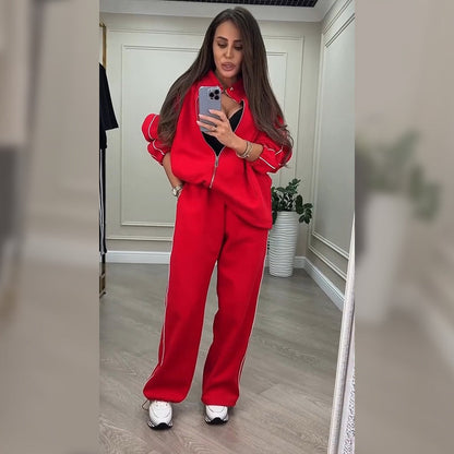 🌸Spring Specials🌸 Women’s Striped Zipper Coat ＆ Pants (2-Piece Set)