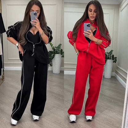 🌸Spring Specials🌸 Women’s Striped Zipper Coat ＆ Pants (2-Piece Set)